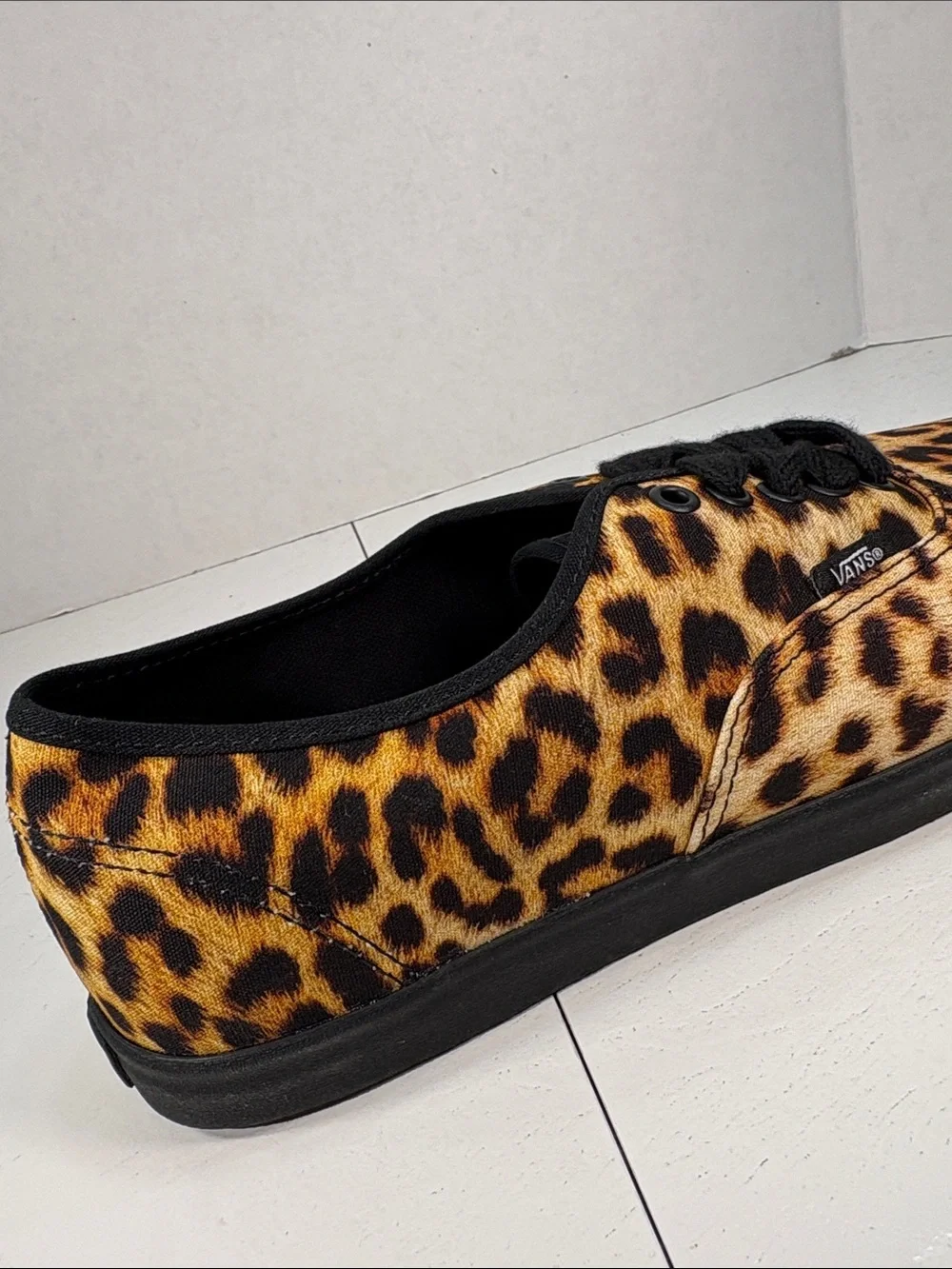 Vans Authentic Leopard Print Sneakers - Black/Yellow Men’s 10